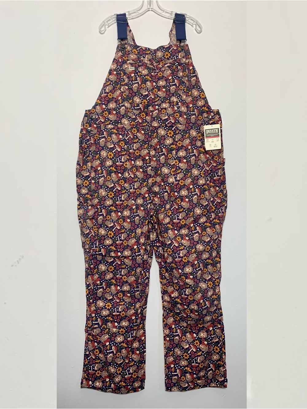 NWT Hedgehog Mushrooms Duluth XXL x31” Heirloom Gardening Bib Overalls Dusk Blue - Picture 2 of 7